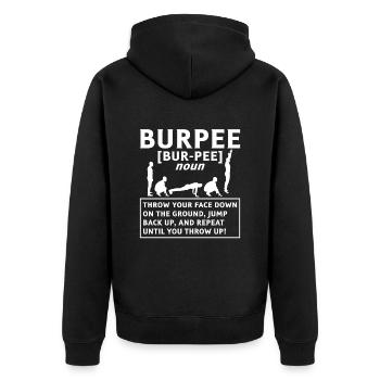 Conception de définition Burpee pour l’entraînement aérobique - Veste à capuche bio Premium Unisexe - noir - Dos - Nico (187cm)