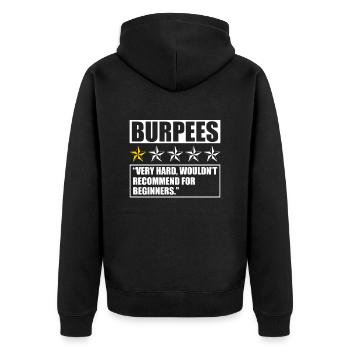 Burpee Review 1 étoile Design pour l’entraînement aérobique - Veste à capuche bio Premium Unisexe - noir - Dos - Nico (187cm)