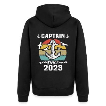 Capitaine 2023 bateau titulaire d’un permis bateau - Veste à capuche bio Premium Unisexe - noir - Dos - Nico (187cm)
