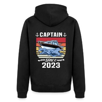 Capitaine 2023 bateau titulaire d’un permis bateau - Veste à capuche bio Premium Unisexe - noir - Dos - Nico (187cm)