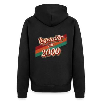 2000 Jahrgang Geburtstag Mann Frauen 2000 geboren - Unisex Premium Bio Zip Hoodie - Schwarz - Hinten - Nico (187cm)