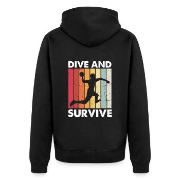 Dodgeball for Dodgeball Player and Gaga Ball - Unisex Premium Organic Zip Hoodie - black - Back - Nico (187cm)