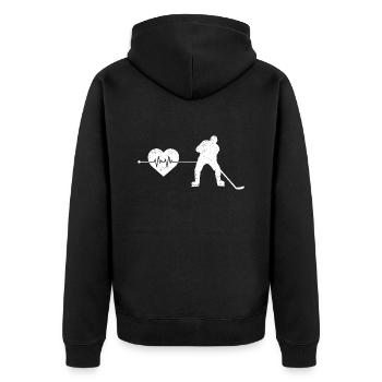 Battement de cœur de hockey sur glace - Veste à capuche bio Premium Unisexe - noir - Dos - Nico (187cm)