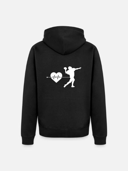 Rugby heartbeat - Unisex Premium Organic Zip Hoodie - black