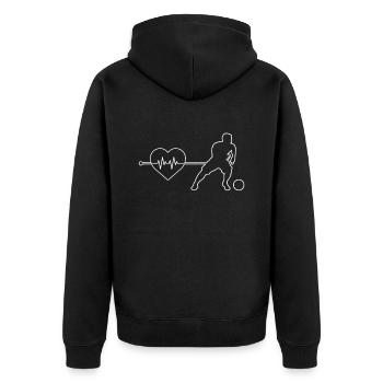 Fußball Herzschlag - Unisex Premium Bio Zip Hoodie - Schwarz - Hinten - Nico (187cm)