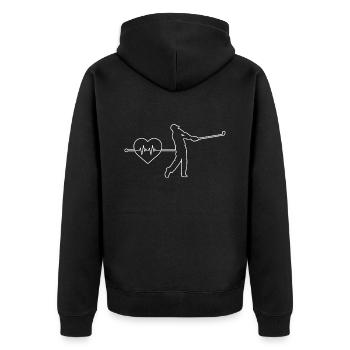 Golf heartbeat - Unisex Premium Organic Zip Hoodie - black - Back - Nico (187cm)