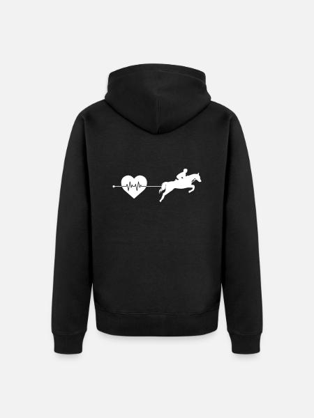 Pferd Herzschlag - Unisex Premium Bio Zip Hoodie - Schwarz