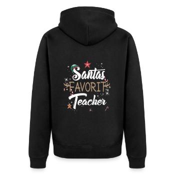 Santas Lieblingslehrer zur Weihnachtszeit - Unisex Premium Bio Zip Hoodie - Schwarz - Hinten - Nico (187cm)