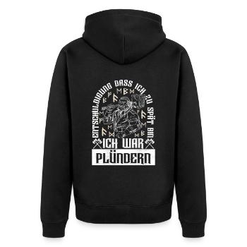 Wikinger Nordische Mythologie - Unisex Premium Bio Zip Hoodie - Schwarz - Hinten - Nico (187cm)
