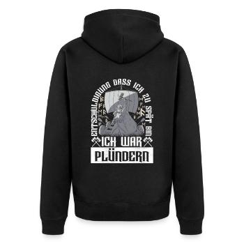 Wikinger Nordische Mythologie - Unisex Premium Bio Zip Hoodie - Schwarz - Hinten - Nico (187cm)