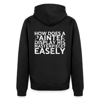 Wie Zeigt Ein Maler Sein Meisterwerk? Zum - Unisex Premium Bio Zip Hoodie - Schwarz - Hinten - Nico (187cm)