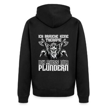 Wikinger Nordische Mythologie - Unisex Premium Bio Zip Hoodie - Schwarz - Hinten - Nico (187cm)