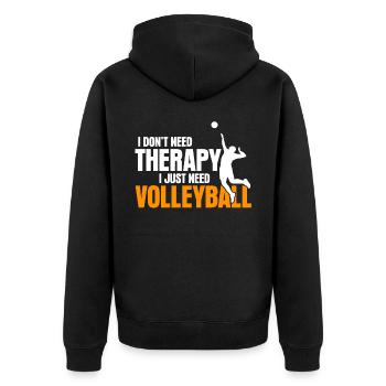 Volleyball Therapy Volleyballspieler - Unisex Premium Bio Zip Hoodie - Schwarz - Hinten - Nico (187cm)