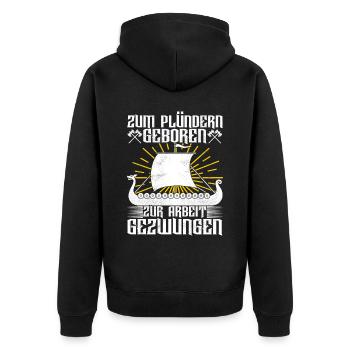 Wikinger Nordische Mythologie - Unisex Premium Bio Zip Hoodie - Schwarz - Hinten - Nico (187cm)