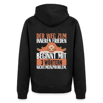 Yoga Faultier - Unisex Premium Bio Zip Hoodie - Schwarz - Hinten - Nico (187cm)