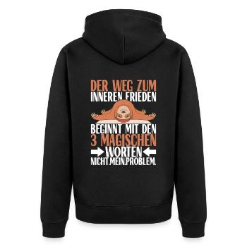 Yoga Faultier - Unisex Premium Bio Zip Hoodie - Schwarz - Hinten - Nico (187cm)