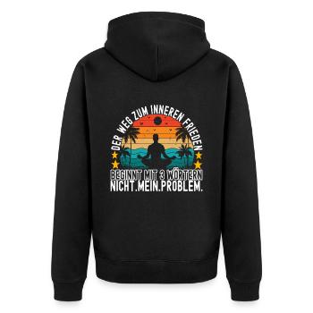 Yoga Meditation - Unisex Premium Bio Zip Hoodie - Schwarz - Hinten - Nico (187cm)