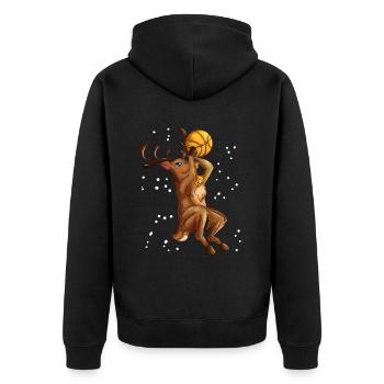 Rentier spielt Basketball Weihnachten Basketballer - Unisex Premium Bio Zip Hoodie - Schwarz - Hinten - Nico (187cm)