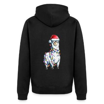 Alpaga Christmas Zoo Lama avec des guirlandes lumineuses - Veste à capuche bio Premium Unisexe - noir - Dos - Nico (187cm)