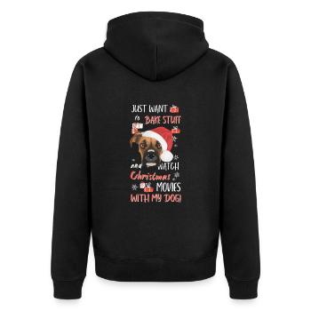 Boxer Frohe Weihnachten - Unisex Premium Bio Zip Hoodie - Schwarz - Hinten - Nico (187cm)