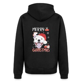 Bull Terrier Joyeux Noël - Veste à capuche bio Premium Unisexe - noir - Dos - Nico (187cm)