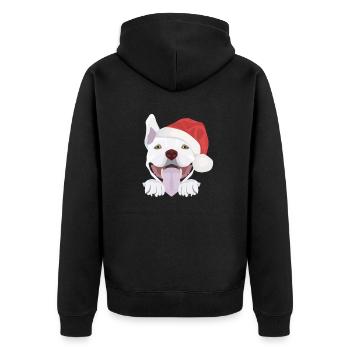 Bull Terrier Joyeux Noël - Veste à capuche bio Premium Unisexe - noir - Dos - Nico (187cm)