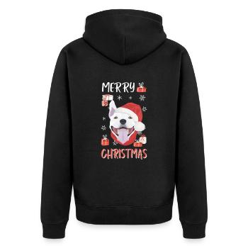 Bull Terrier Joyeux Noël - Veste à capuche bio Premium Unisexe - noir - Dos - Nico (187cm)