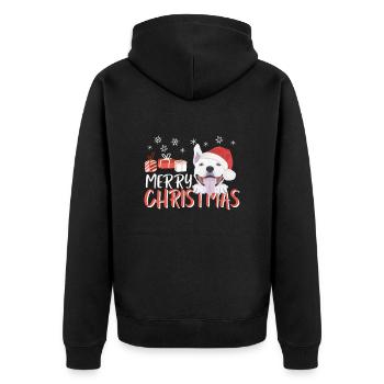 Bull Terrier Joyeux Noël - Veste à capuche bio Premium Unisexe - noir - Dos - Nico (187cm)