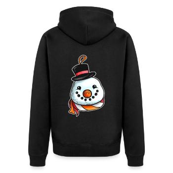 Kawaii Xmas Christmas Tree Ball Globe Snowman - Unisex Premium Bio Zip Hoodie - Schwarz - Hinten - Nico (187cm)