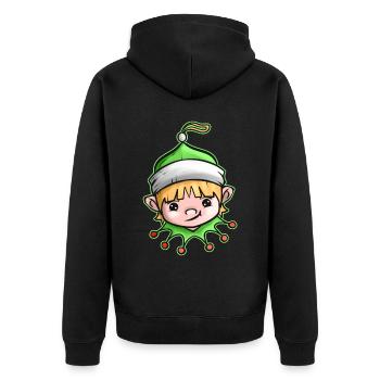 Kawaii Xmas Christmas Tree Ball Globe Kawaii Elf - Unisex Premium Bio Zip Hoodie - Schwarz - Hinten - Nico (187cm)