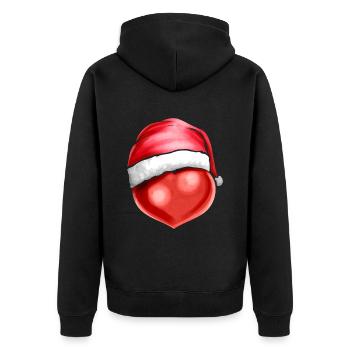 Heart With Santas Hat On Christmas - Unisex Premium Bio Zip Hoodie - Schwarz - Hinten - Nico (187cm)