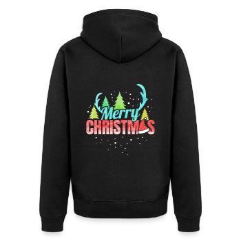 Merry Christmas Logo Santas Hat Antlers Christmas - Unisex Premium Organic Zip Hoodie - black - Back - Nico (187cm)