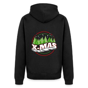 X-mas Xmas Logo With Trees For Christmas - Unisex Premium Organic Zip Hoodie - black - Back - Nico (187cm)