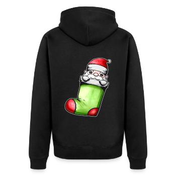 Mignon Kawaii Santa In Sock On Chimney Fireplace - Veste à capuche bio Premium Unisexe - noir - Dos - Nico (187cm)