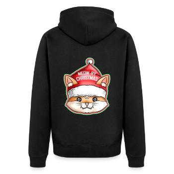 Kawaii Cat Santas Hat Miaou de Noël - Veste à capuche bio Premium Unisexe - noir - Dos - Nico (187cm)