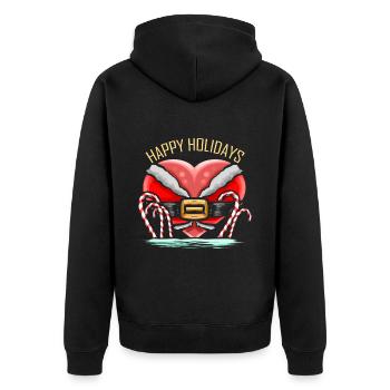 Heart In Santas Dress Sugar Cane Christmas - Unisex Premium Bio Zip Hoodie - Schwarz - Hinten - Nico (187cm)