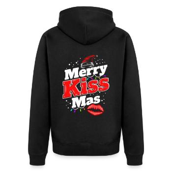 Merry Kiss-mas Kissing On Christmas - Unisex Premium Bio Zip Hoodie - Schwarz - Hinten - Nico (187cm)