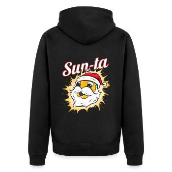 Sun-ta Sun Dressed As Santa For Christmas - Unisex Premium Organic Zip Hoodie - black - Back - Nico (187cm)