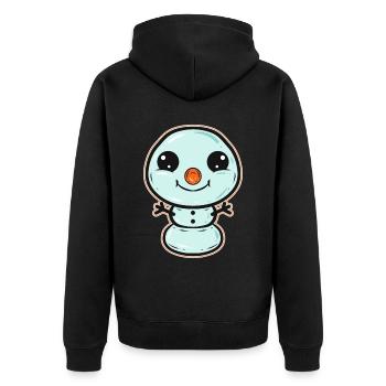 Funny Comic Snowman For Christmas - Unisex Premium Bio Zip Hoodie - Schwarz - Hinten - Nico (187cm)