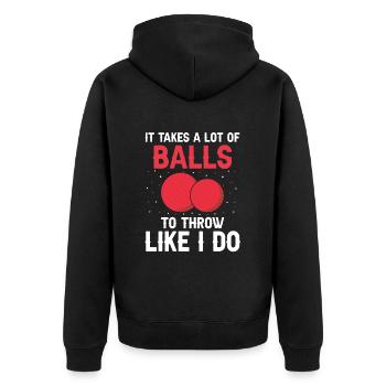Dodgeball for Dodgeball Player and Gaga Ball - Unisex Premium Organic Zip Hoodie - black - Back - Nico (187cm)