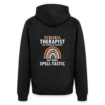 Dyslexia Awareness and Dyslexia Teachers - Unisex Premium Organic Zip Hoodie - black - Back - Nico (187cm)
