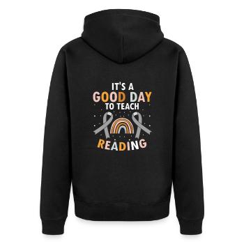 Dyslexia Therapy for Dyslexia Month - Unisex Premium Organic Zip Hoodie - black - Back - Nico (187cm)