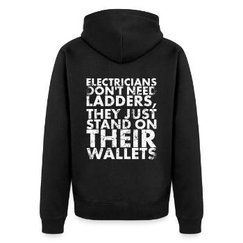 Elektriker Brauchen Keine Leitern Für Lineman Und - Unisex Premium Bio Zip Hoodie - Schwarz - Hinten - Nico (187cm)