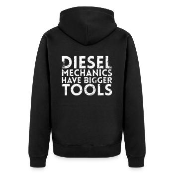 Diesel mechanics have larger tool design for - Unisex Premium Organic Zip Hoodie - black - Back - Nico (187cm)