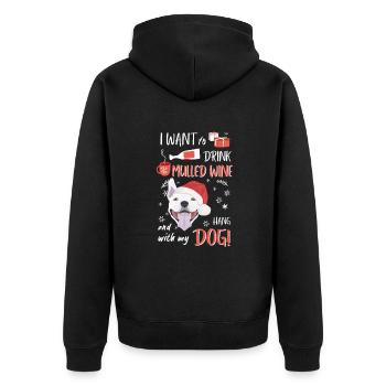 Bull Terrier vin chaud Noël - Veste à capuche bio Premium Unisexe - noir - Dos - Nico (187cm)