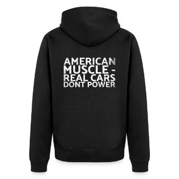 American Muscle Les vraies voitures ne conduisent pas les muscles - Veste à capuche bio Premium Unisexe - noir - Dos - Nico (187cm)