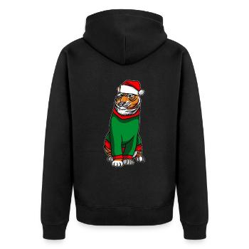 Tigre avec pull de Noël - Veste à capuche bio Premium Unisexe - noir - Dos - Nico (187cm)