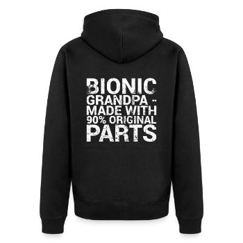 Bionic Custom Built Mit Titanteilen Knie-hüfte - Unisex Premium Bio Zip Hoodie - Schwarz - Hinten - Nico (187cm)