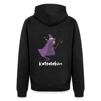 Katze Hexe Zauberstab Katzalabim Halloween Hexen - Unisex Premium Bio Zip Hoodie - Schwarz - Hinten - Nico (187cm)