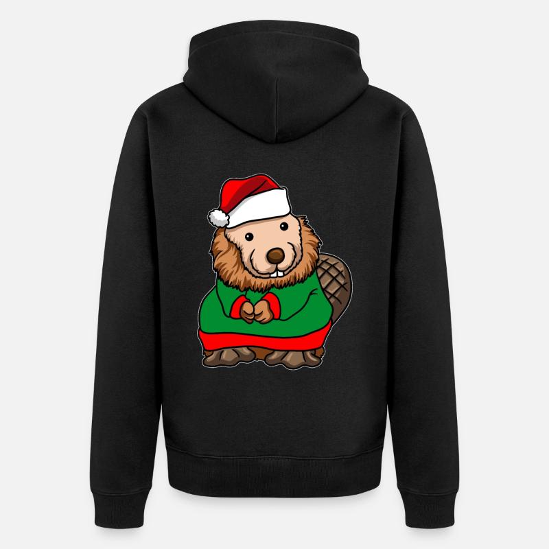 Castor Père Noël - Veste à capuche bio Premium Unisexe - noir